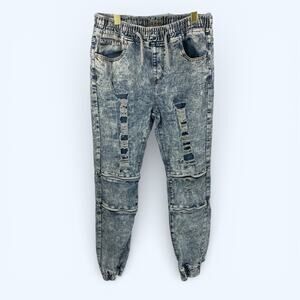 CJ Black Acid Washed Distressed Men's Moto Joggers Slim Fit Stretch size small